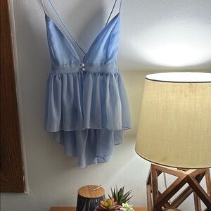 Elegant Blue Layered Tank Top